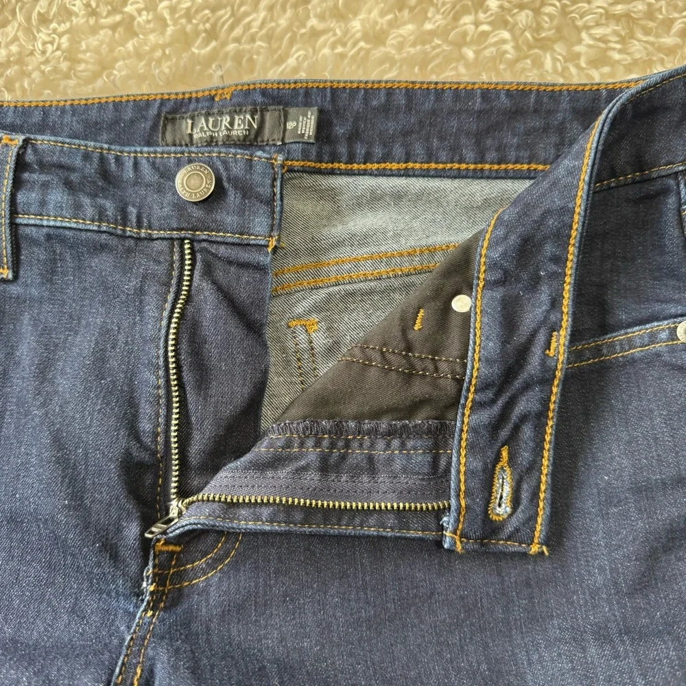Lauren Ralph Lauren Dark Wash Jeans Denim Straight Leg Size 12 Petite 29” inseam - Picture 10 of 14